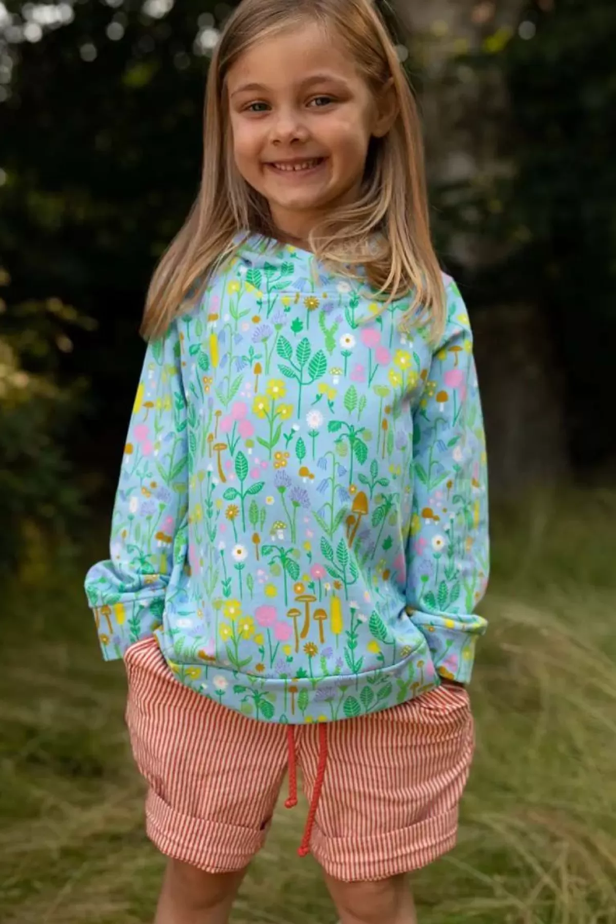 Online Danebirch Hoodie Light Blue Botanical Kinder Sweatshirts