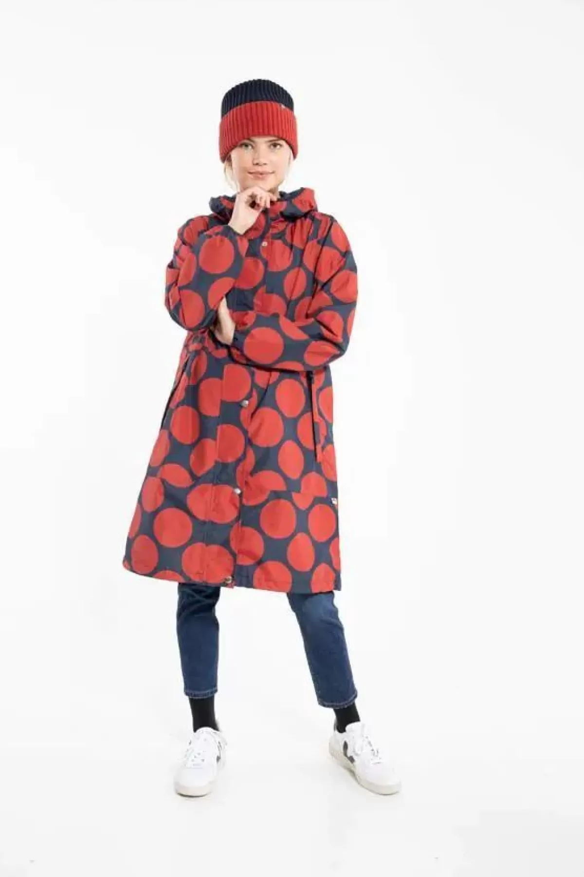Danefæ Regenjacken>Danedith Rainjacket Dk Navy/Dk Rust Megadot