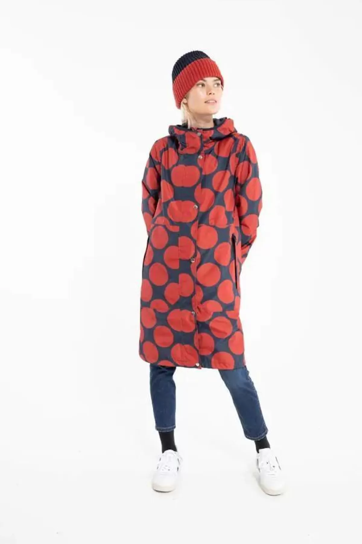 Danefæ Regenjacken>Danedith Rainjacket Dk Navy/Dk Rust Megadot