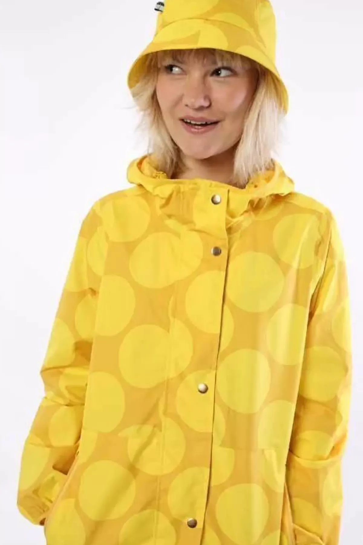 Danefæ Regenjacken>Danedith Rainjacket Mustard/Yellow Megadot