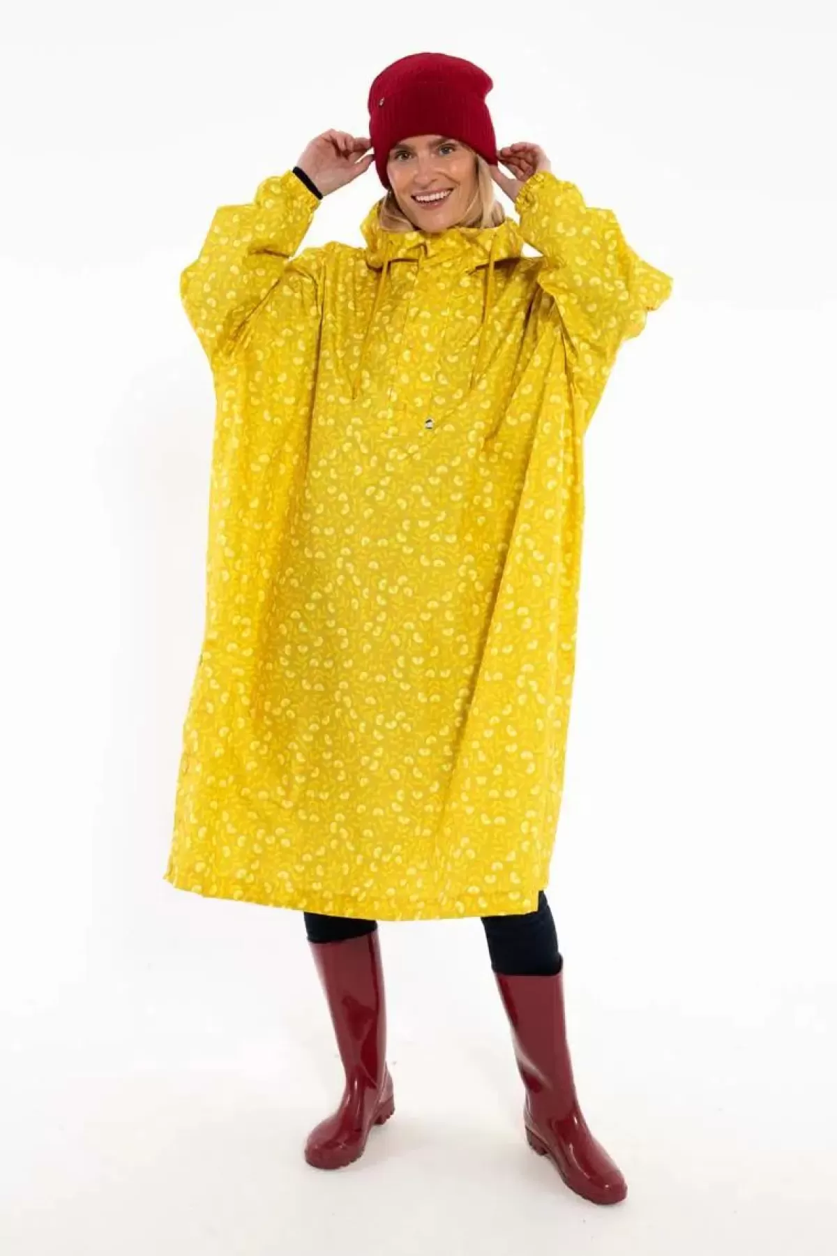 Danefæ Regenjacken>Danedream Drops Rain Poncho Dark Yellow Fleurie