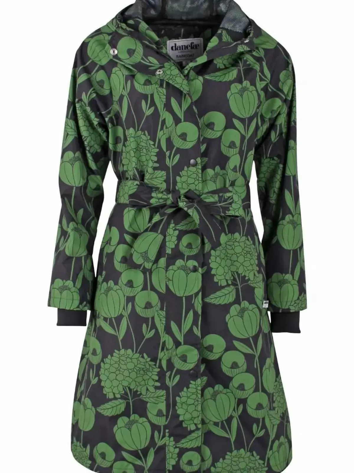 Danefæ Regenjacken>Danelisabeth Raincoat Black/Green Hortensia