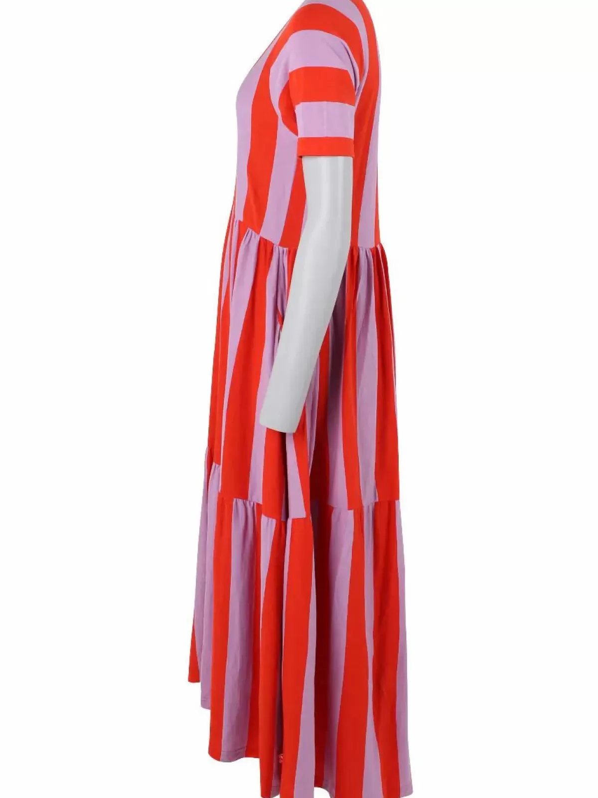 Danefæ Kleider>Danemarkise Slub Jersey Dress Bright Red/Soft Viola