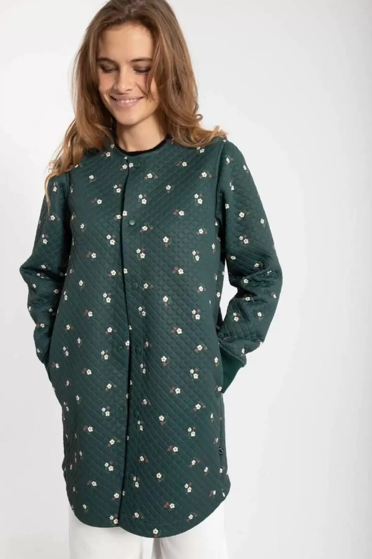 Danefæ Thermokleidung>Danemaude Thermo Coat Deep Forest Miniflower
