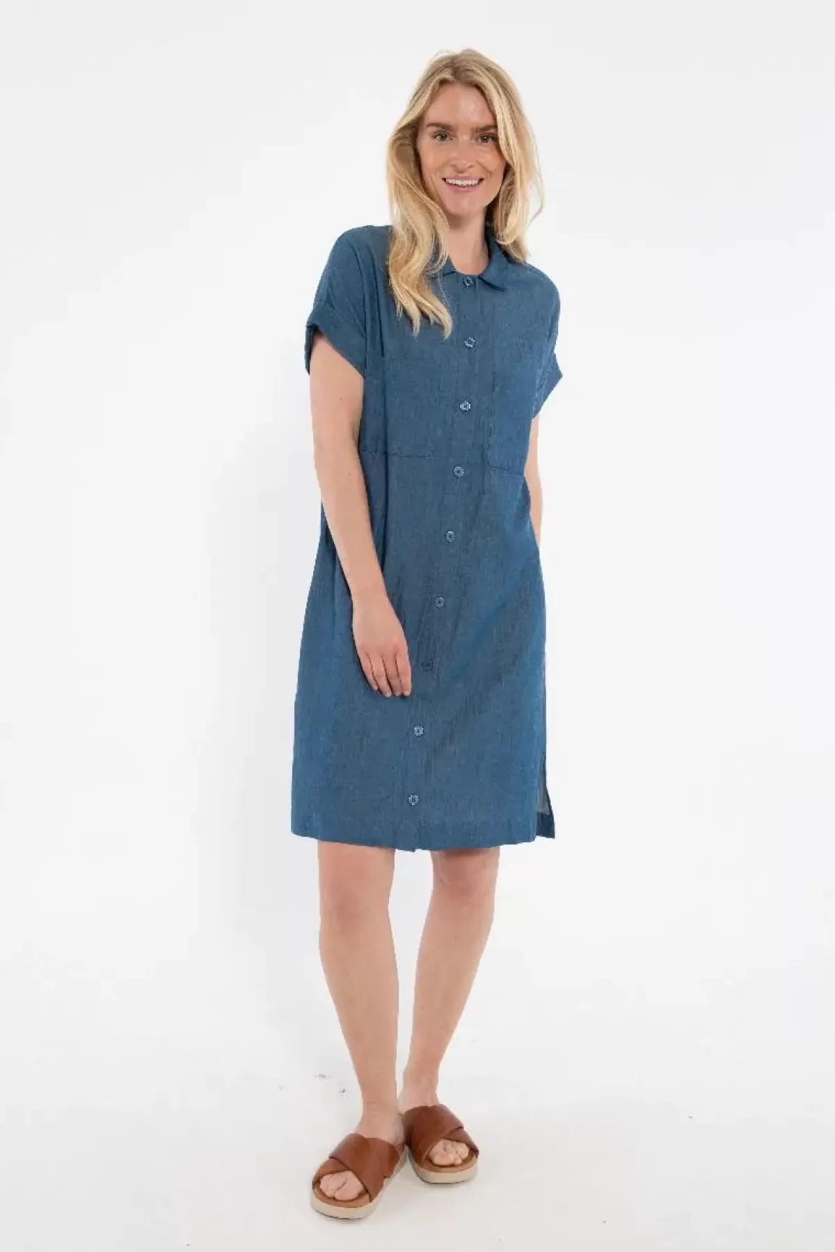 Danefæ Kleider>Danerrand Chambrey Dress Dk Indigo