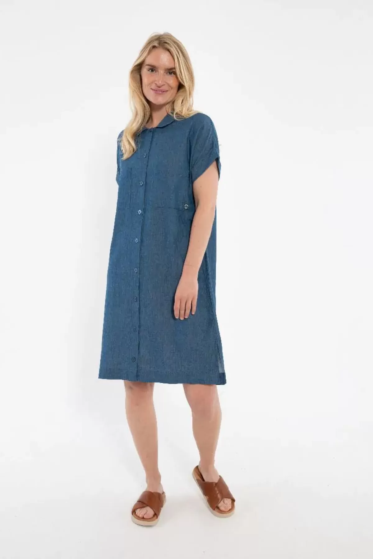 Danefæ Kleider>Danerrand Chambrey Dress Dk Indigo