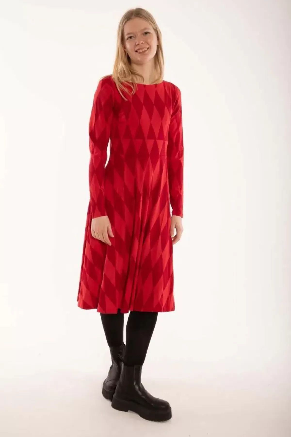 Danefæ Kleider>Danesigrid Cotton Dress Dk Red/Red Diamonds