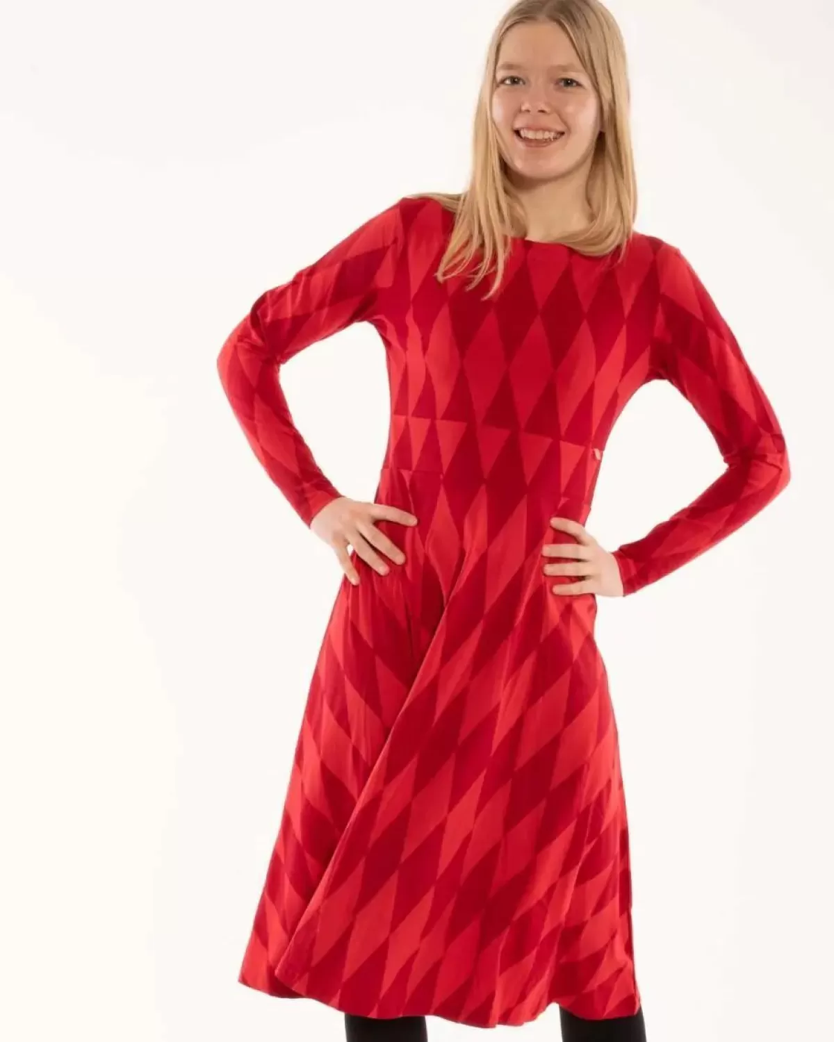 Danefæ Kleider>Danesigrid Cotton Dress Dk Red/Red Diamonds