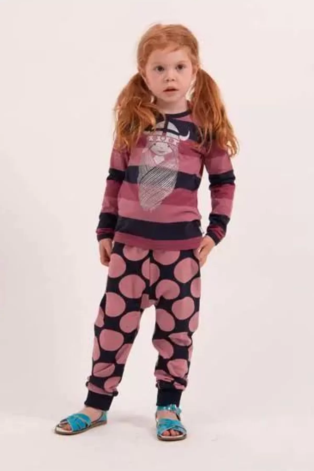 Shop Danesilver Pants Navy/Vintage Rose Big Dot Baby Hosen