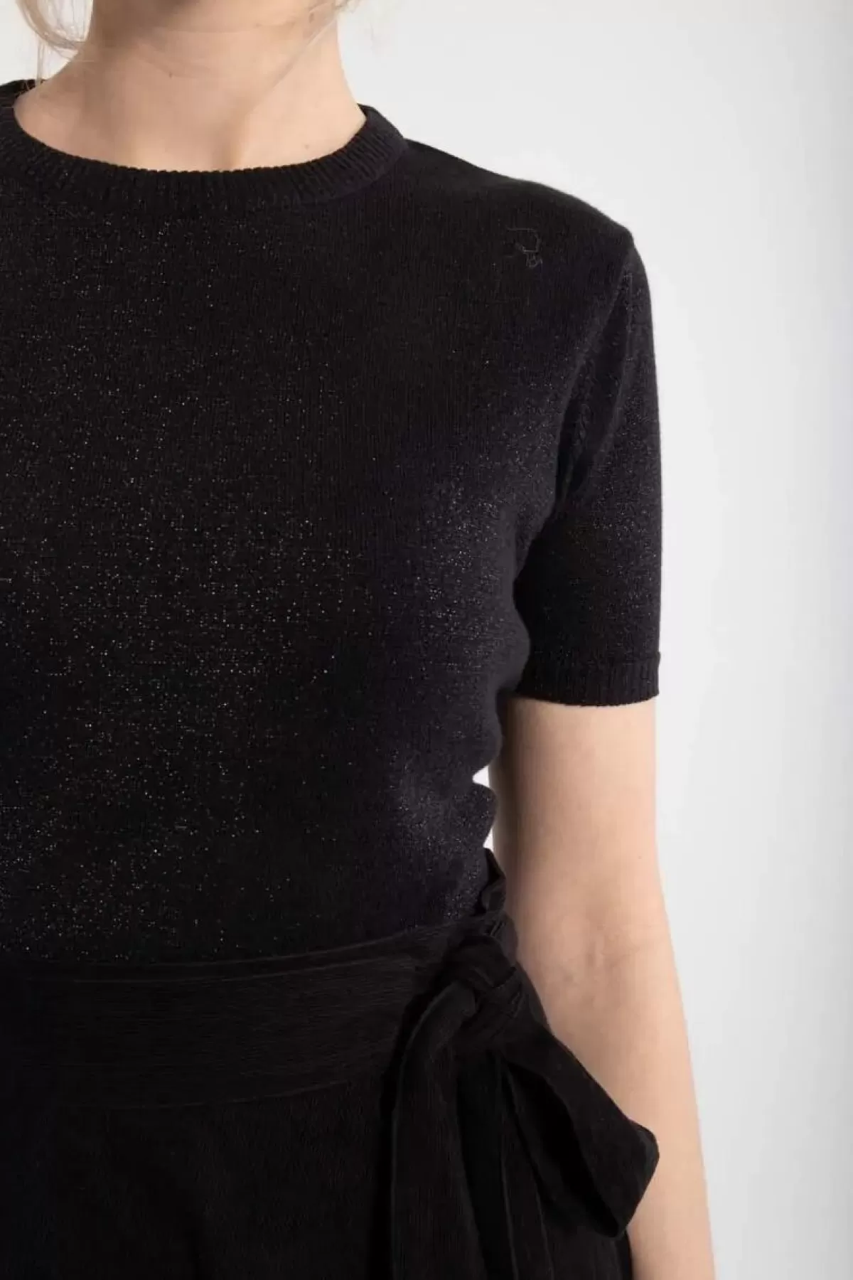 Danefæ Strickwaren>Danesilver Sweater Glitter Tee Black W. Black Glitter