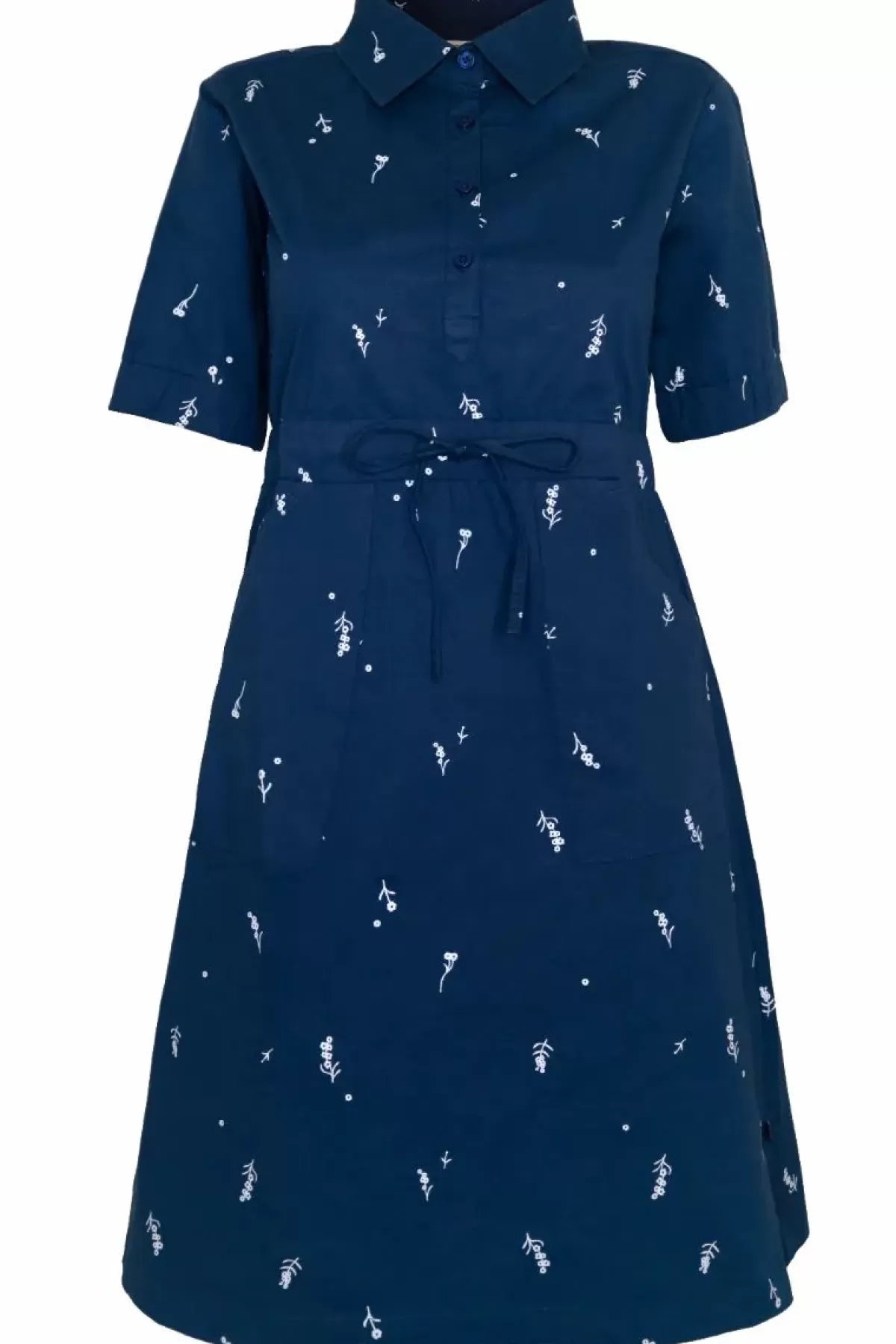 Danefæ Kleider>Danesusanne Poplin Dress Dusty Navy Markblomst