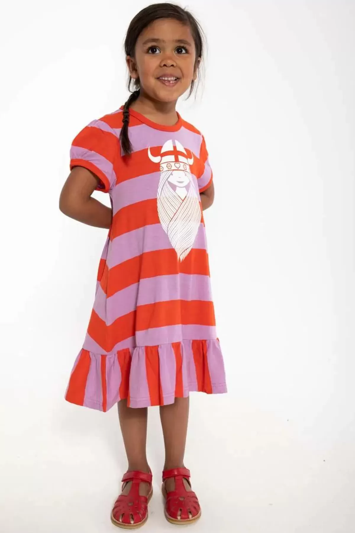 Flash Sale Danevesterbro Dress Bright Red/ Soft Viola Freja Kinder Kleider