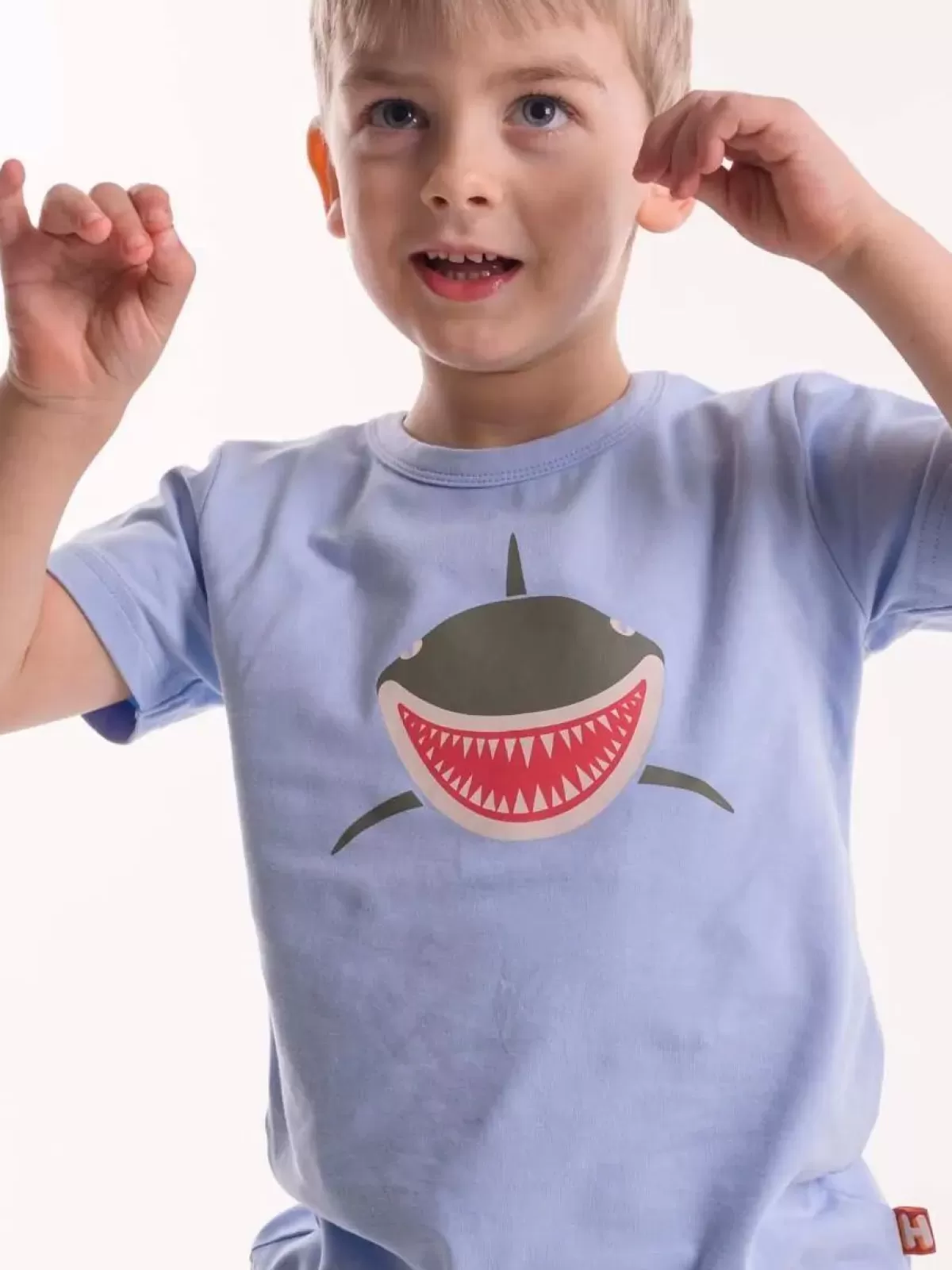 Store Dyrgrowl T Pastel Blue Haj Kinder T-Shirts