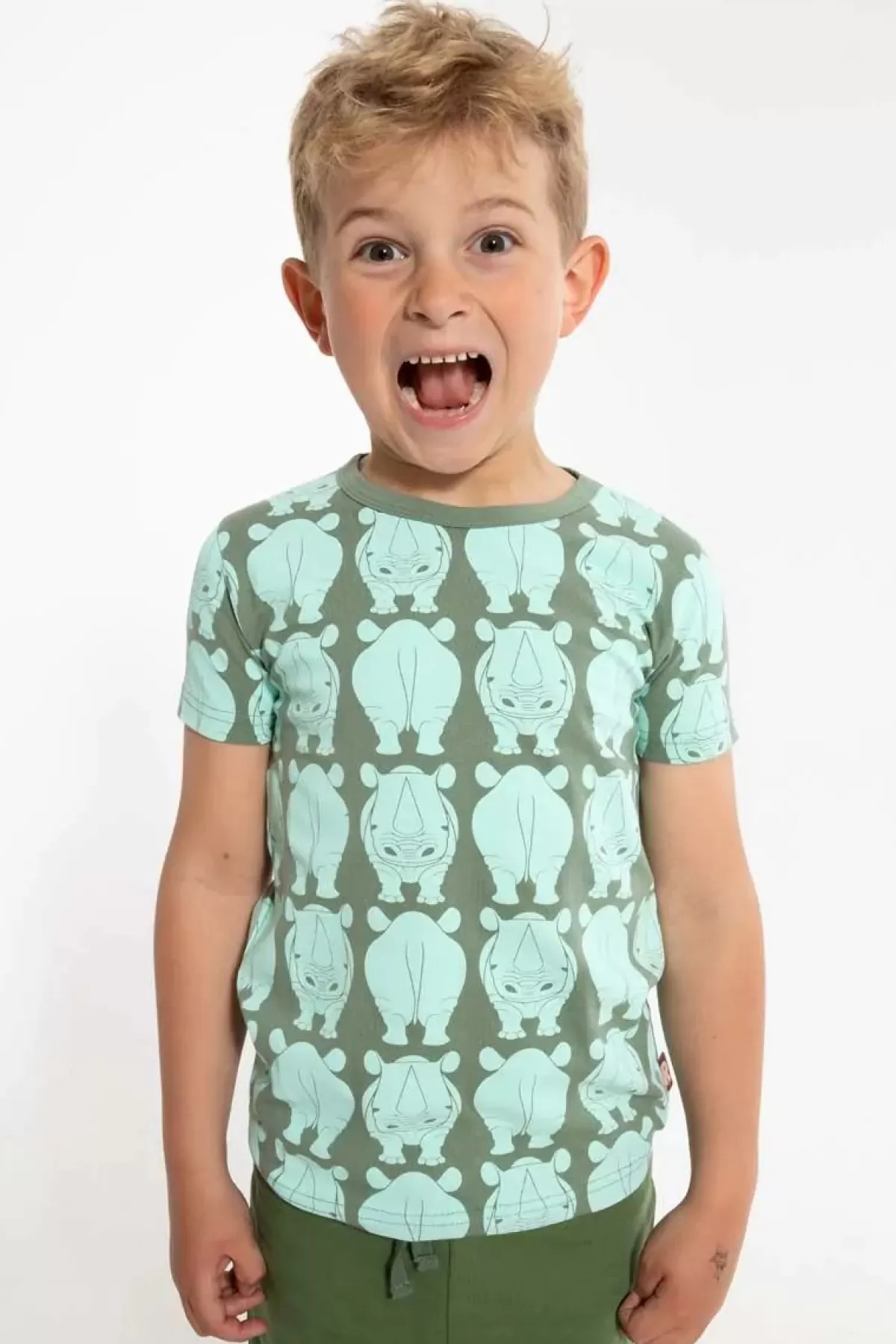 Online Dyrgrowl Tee Aop/Strib Grey Moss Naesehorn Kinder T-Shirts