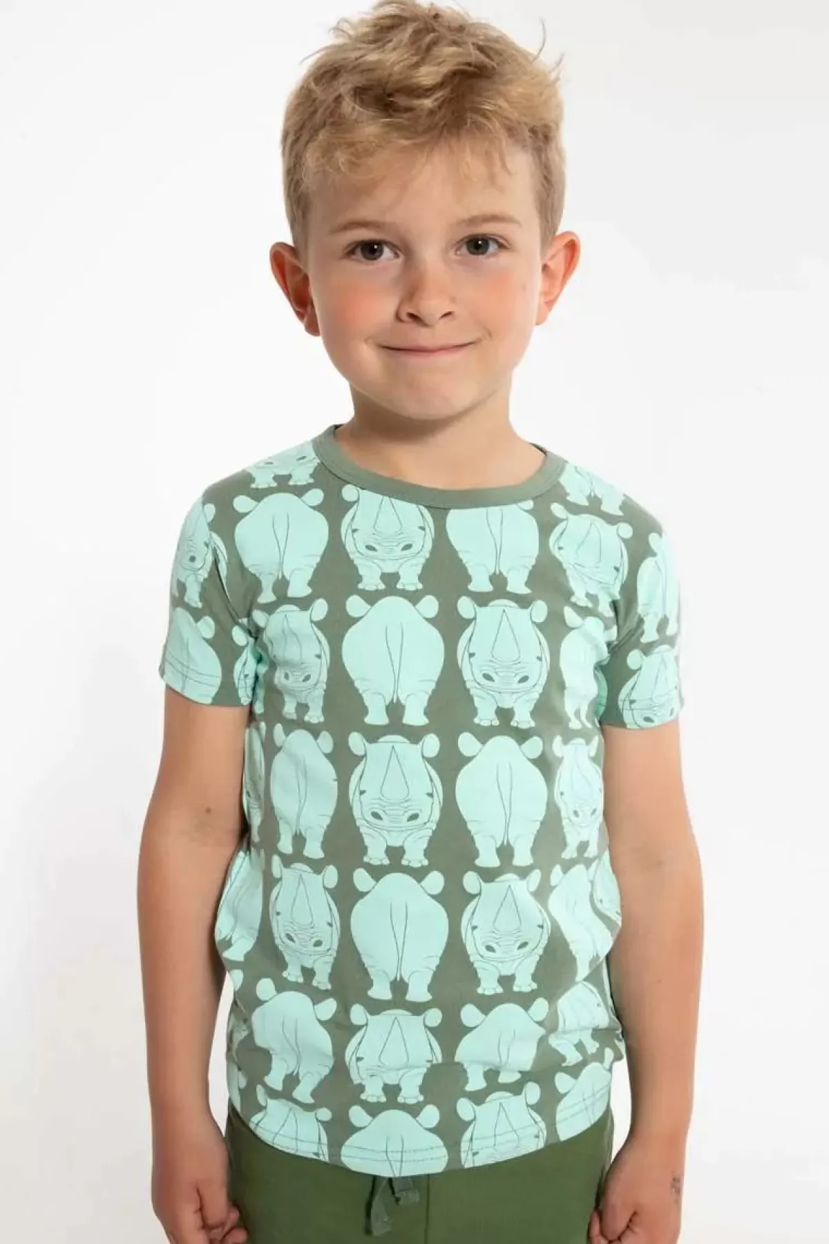 Online Dyrgrowl Tee Aop/Strib Grey Moss Naesehorn Kinder T-Shirts