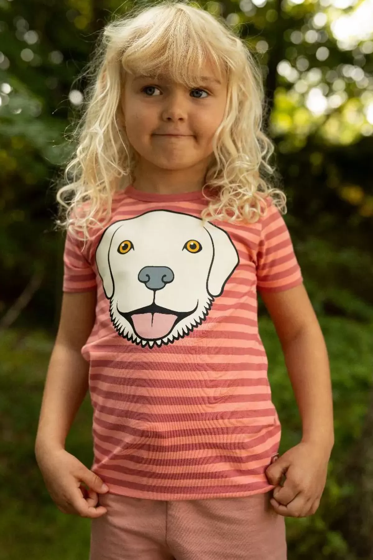 Online Dyrgrowl Tee Aop/Strib Warm Rose/Coral Retriever Kinder T-Shirts