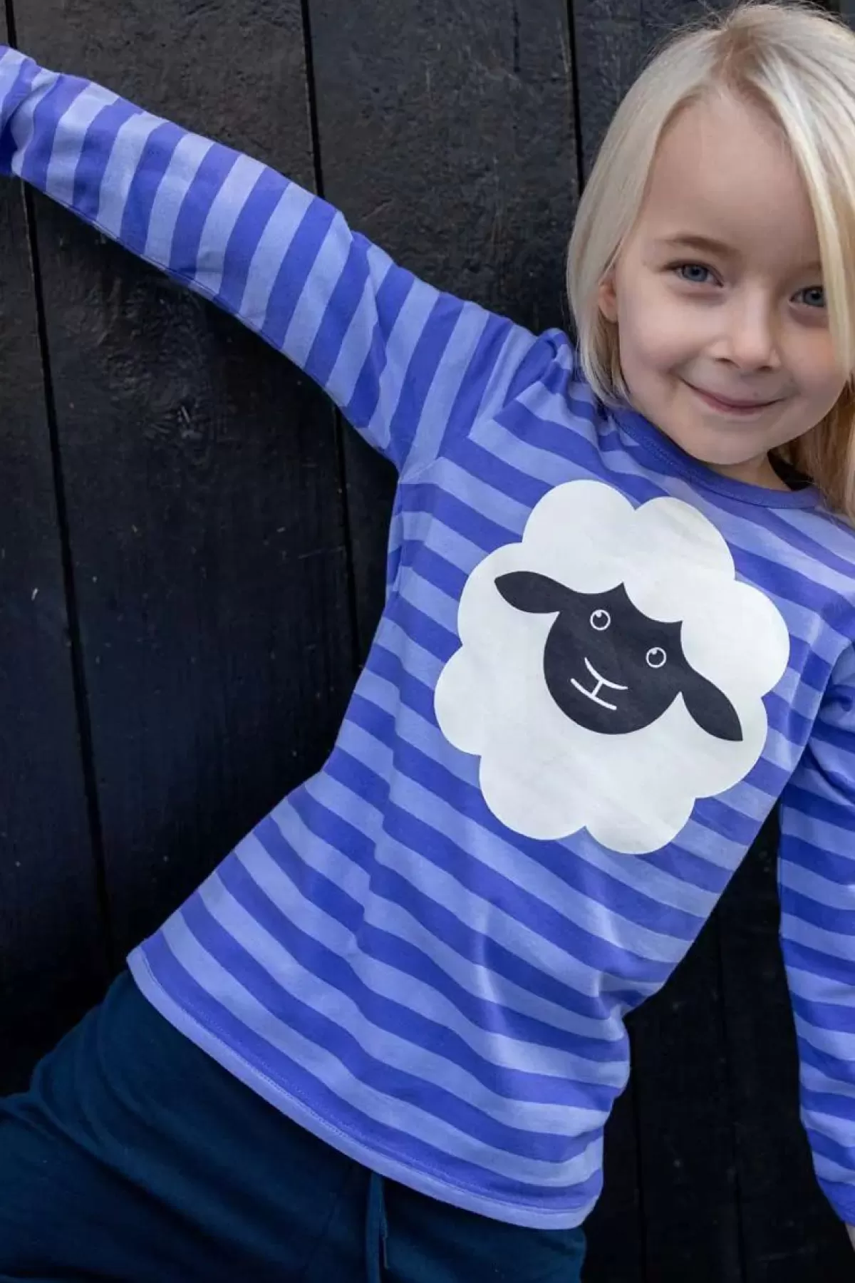 Store Dyrroar T Aop/Strib Cold Purple/Ice Viola Faar Kinder Hemden Und Shirts