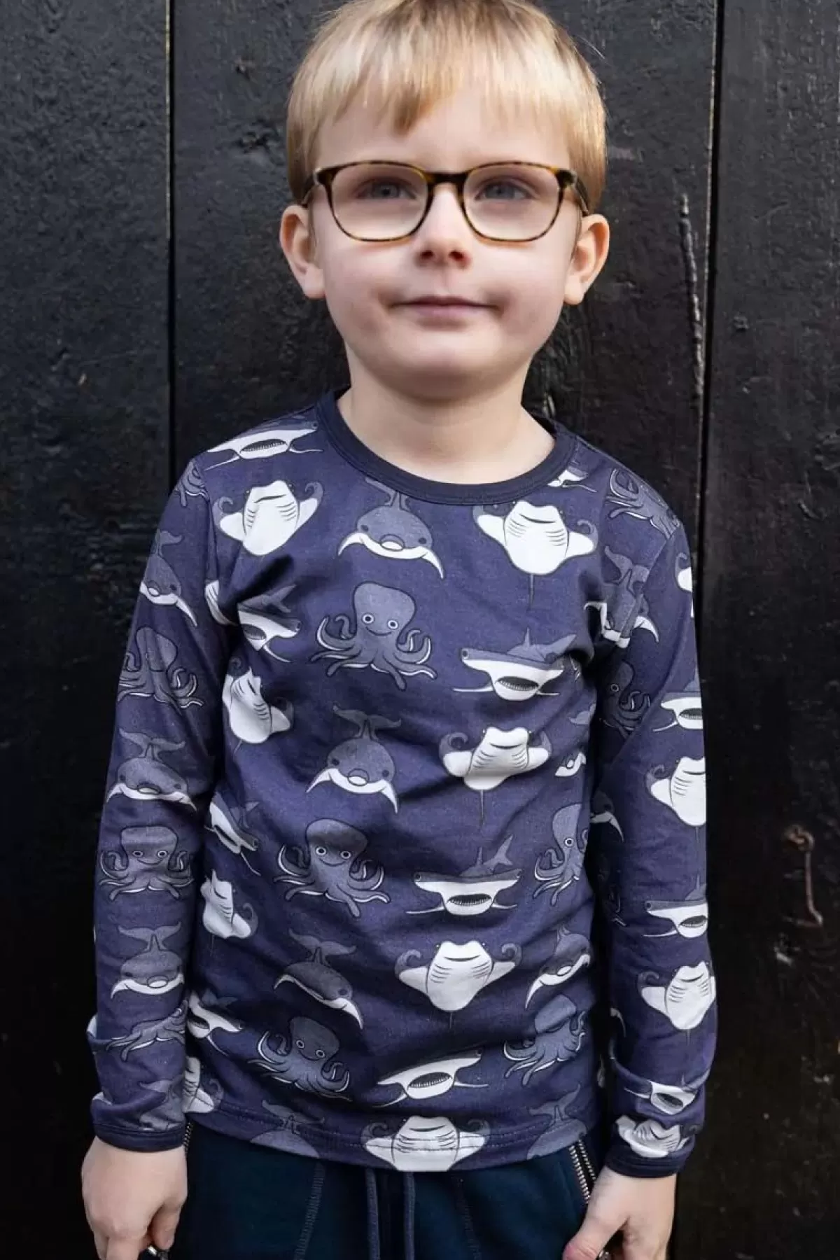 Sale Dyrroar T Aop/Strib Grey Marine Marineliv Kinder Hemden Und Shirts