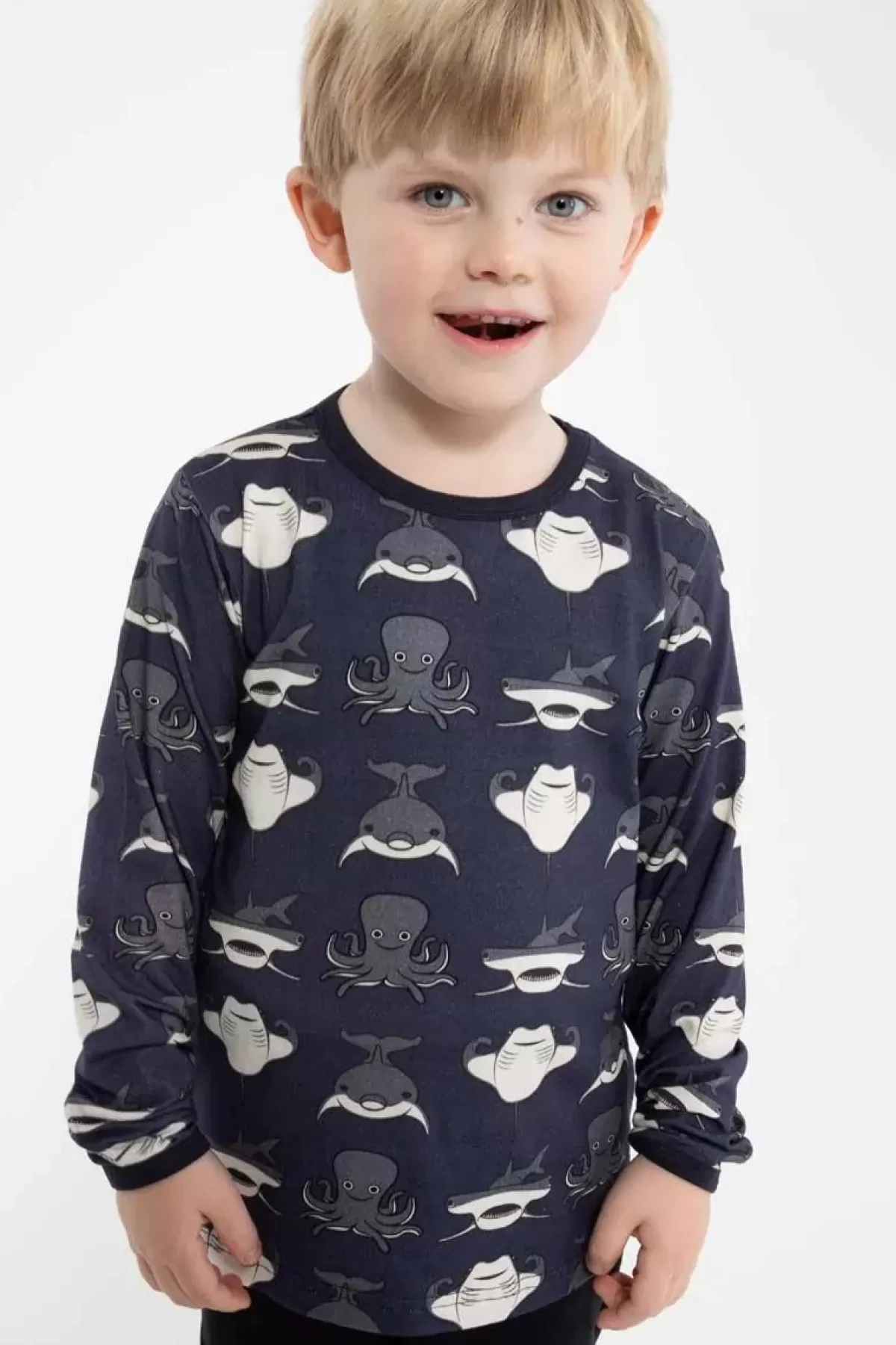 Sale Dyrroar T Aop/Strib Grey Marine Marineliv Kinder Hemden Und Shirts
