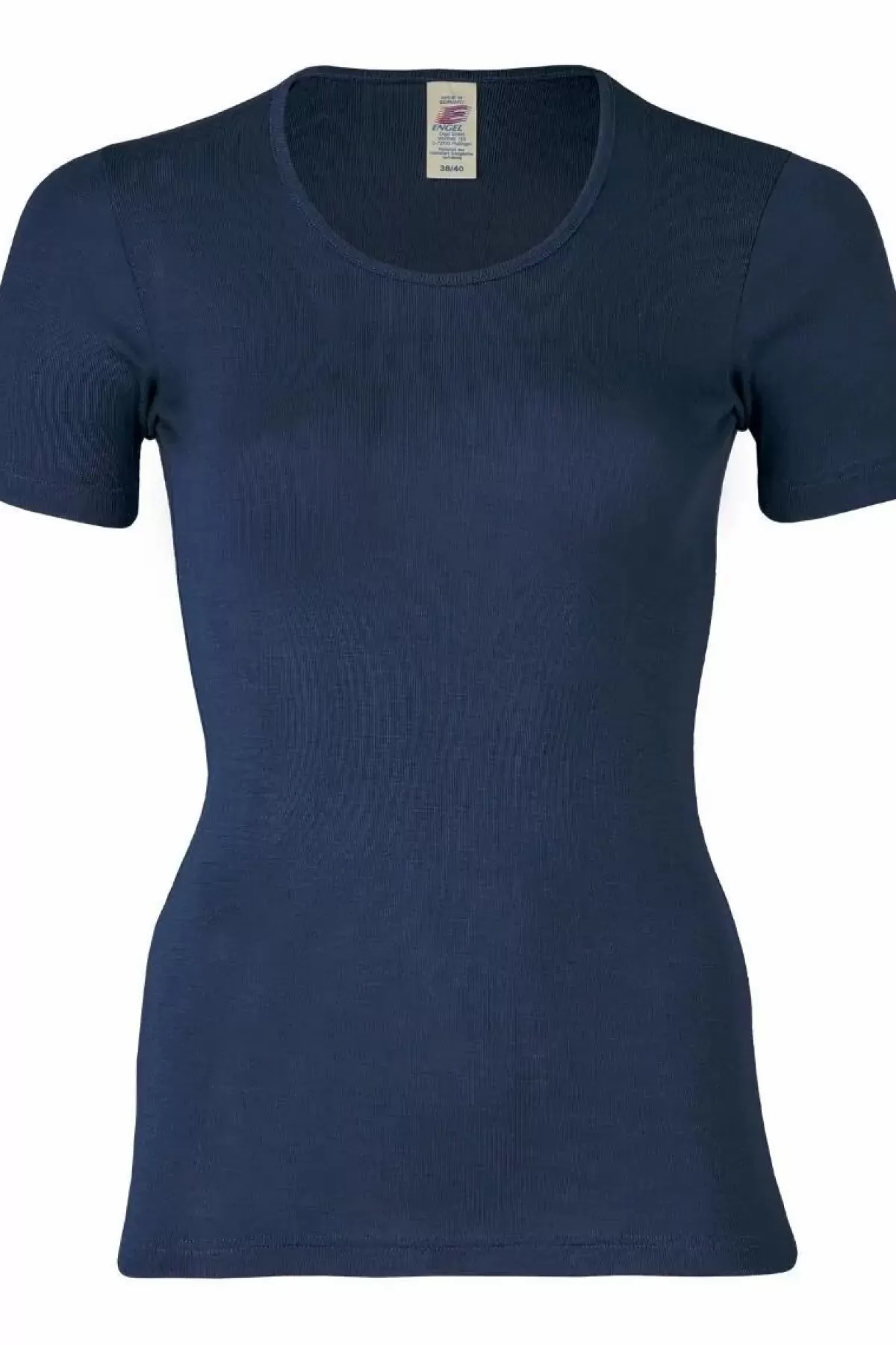 Danefæ T-Shirts>Engel Wool Natur Ladies Shirt Ss Navy Blue