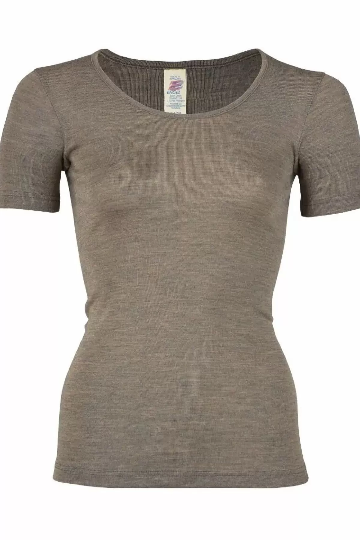 Danefæ T-Shirts>Engel Wool Natur Ladies Shirt Ss Walnut