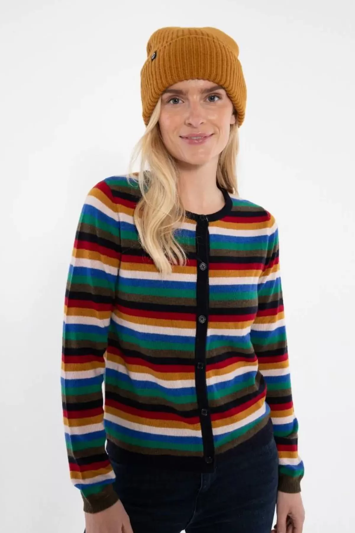 Danefæ Cardigan>Ess - Forget Me Not Merino Cardigan Royal Stripe