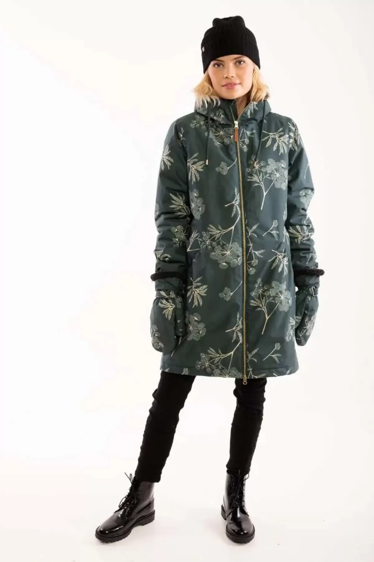 Danefæ Winterjacken>Gurli Winter Parka Black Green/Light Beige Hemlock