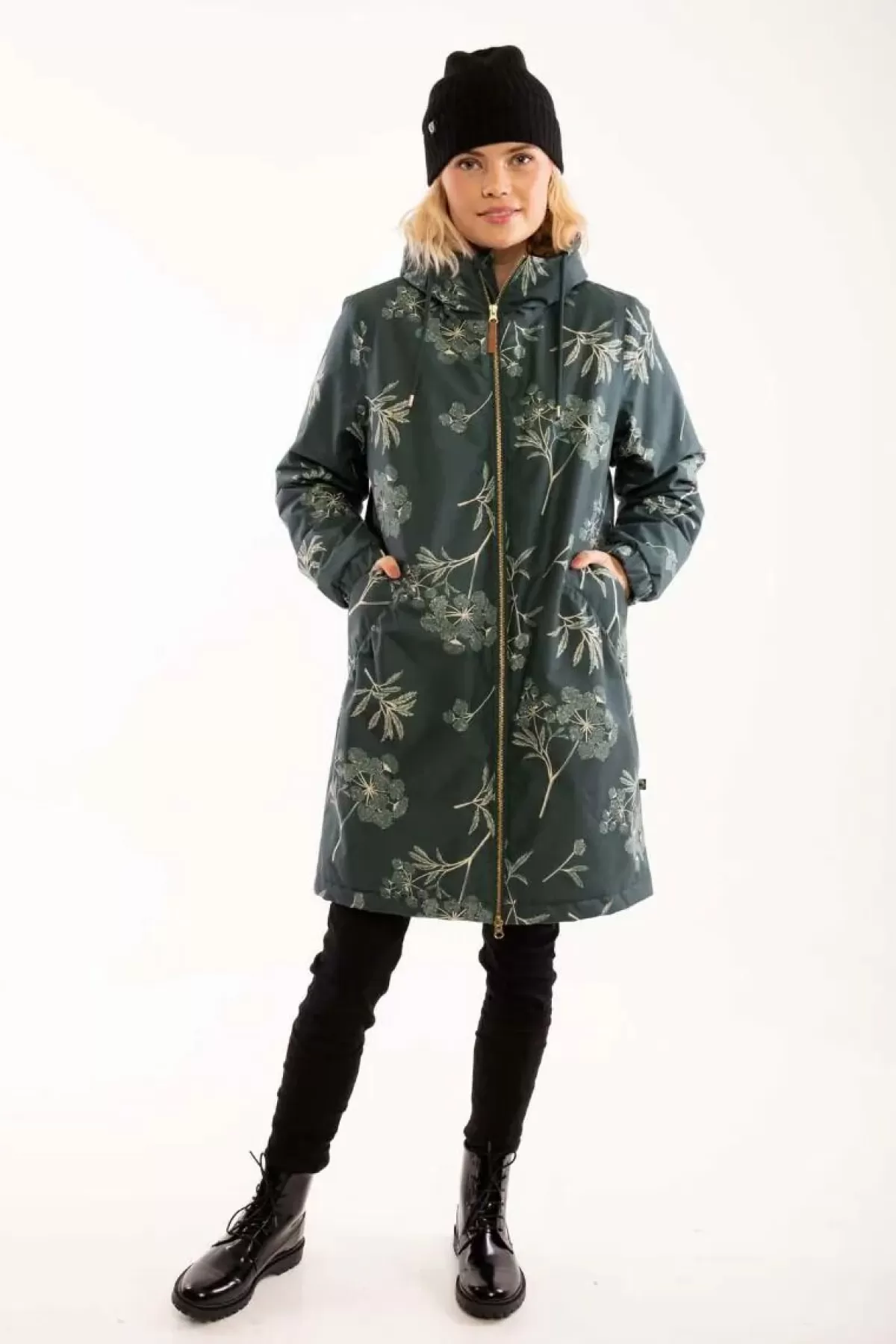 Danefæ Winterjacken>Gurli Winter Parka Black Green/Light Beige Hemlock