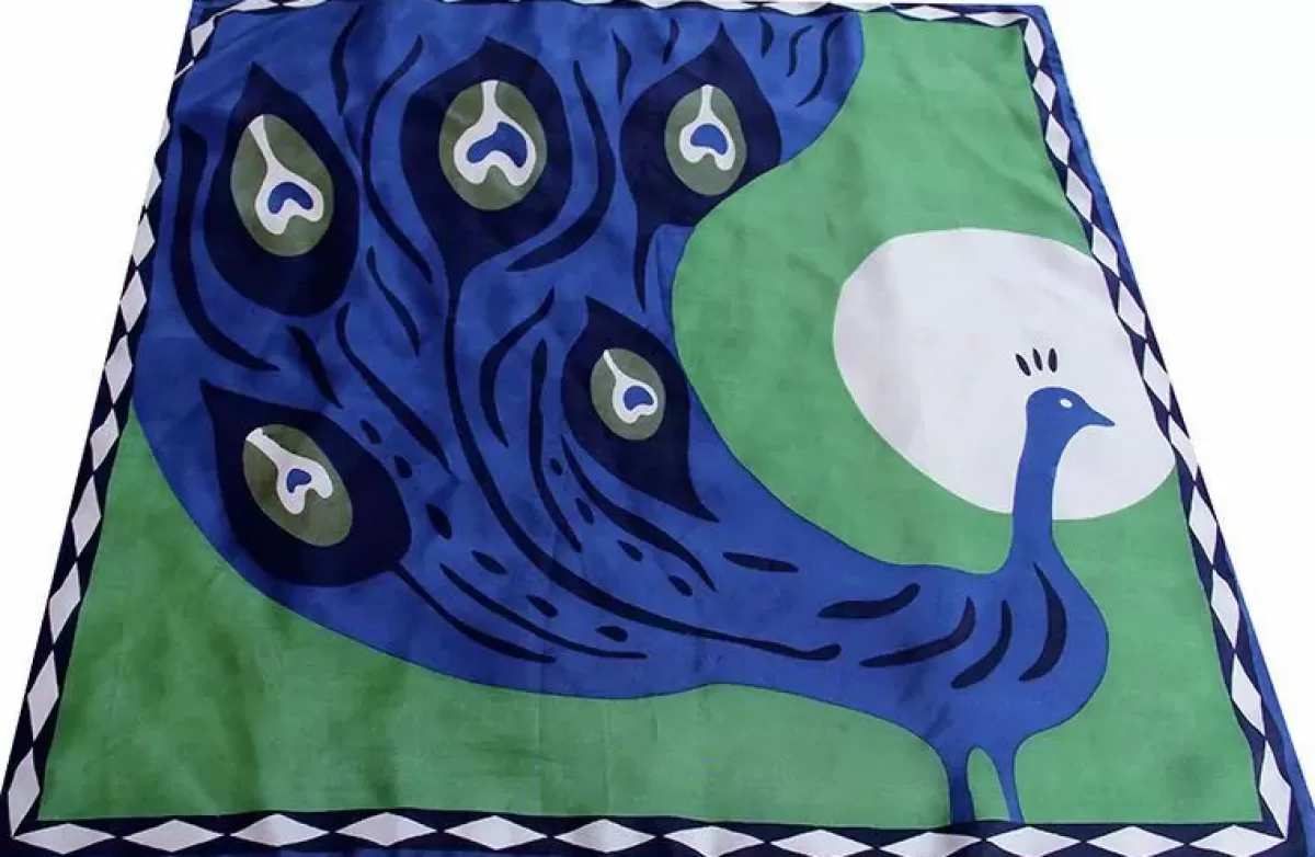 Danefæ Schals>Les Belles Vagabondes Mini Silk Scarf Peacock Green