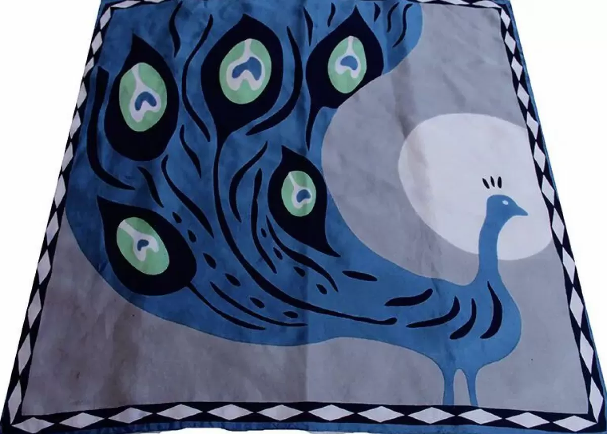 Danefæ Schals>Les Belles Vagabondes Mini Silk Scarf Peacock Grey