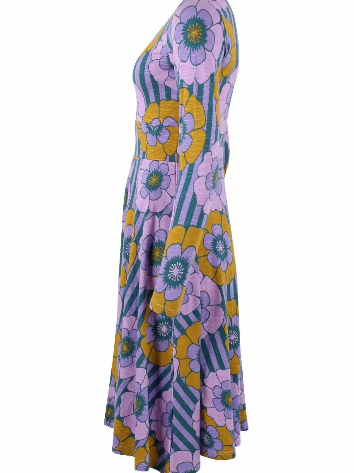 Danefæ Kleider>Organic - Danesigrid Viscose Slub Dress Viola Power Flower