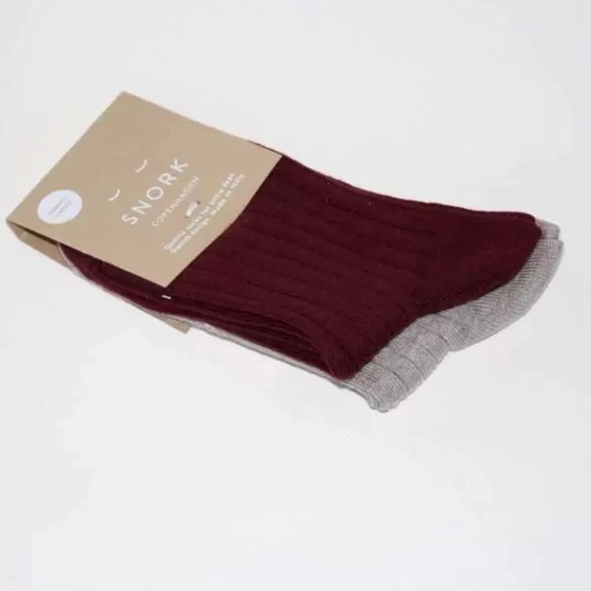 Hot Snork Organic Rib Socks 2-Pack Burgundy/Earth Kinder Socken Und Strumpfe