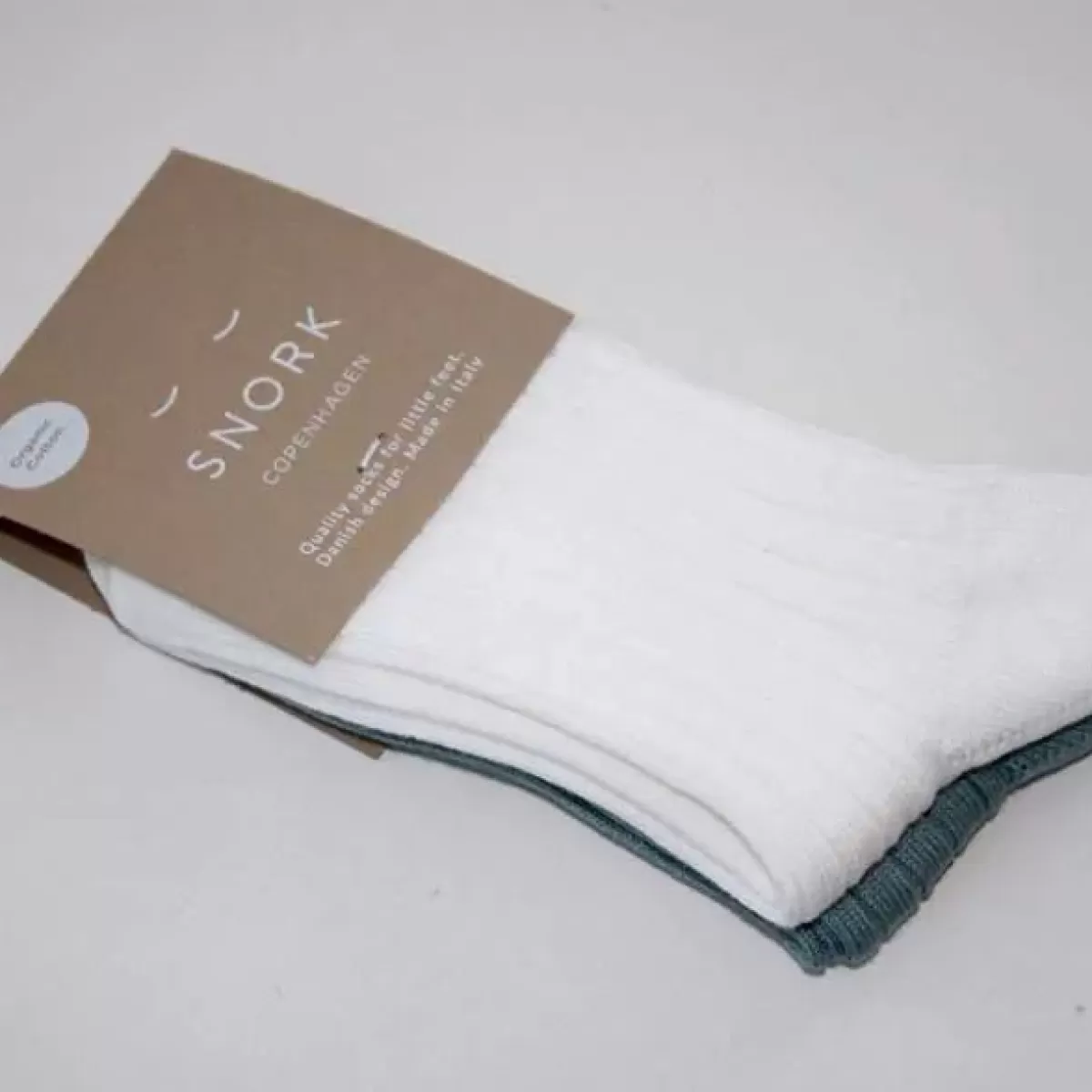New Snork Organic Rib Socks 2-Pack Green/Off-White Kinder Socken Und Strumpfe